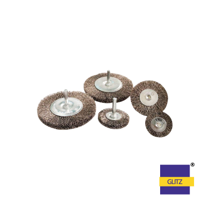 GLITZ STAINLESS STEEL WHEEL BRUSH WITH SHANK