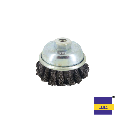 GLITZ HEAVY DUTY STAINLESS STEEL 304 TWIST KNOT CUP BRUSH