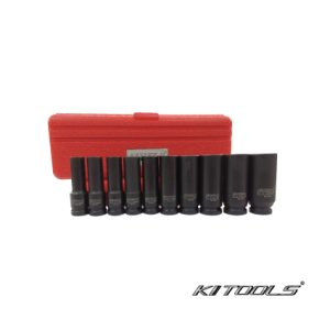 KI TOOLS 1/2” DR. DEEP IMPACT SOCKET SET C/W ACC. - 10 PCS /10-24mm