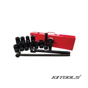 KI TOOLS 1” DR. IMPACT SOCKET SET C/W ACC. - 15 PCS / 22-46mm - METAL CASE