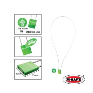 M-SAFE ALLUMINIUM ALLOY STEEL CABLE SEAL LOCK - GREEN (OPEN)