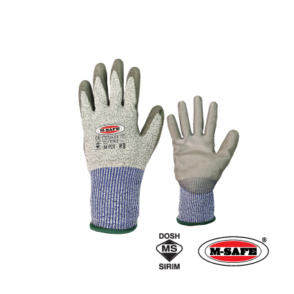 M-SAFE LVL5 CUT RESISTANT PU COATED GLOVE